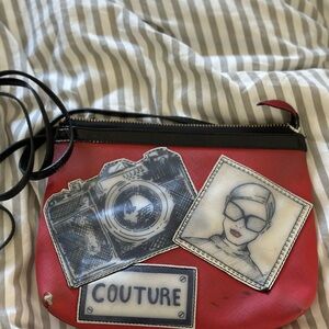 Brighton Red Crossbody Bag with Graphic Patches